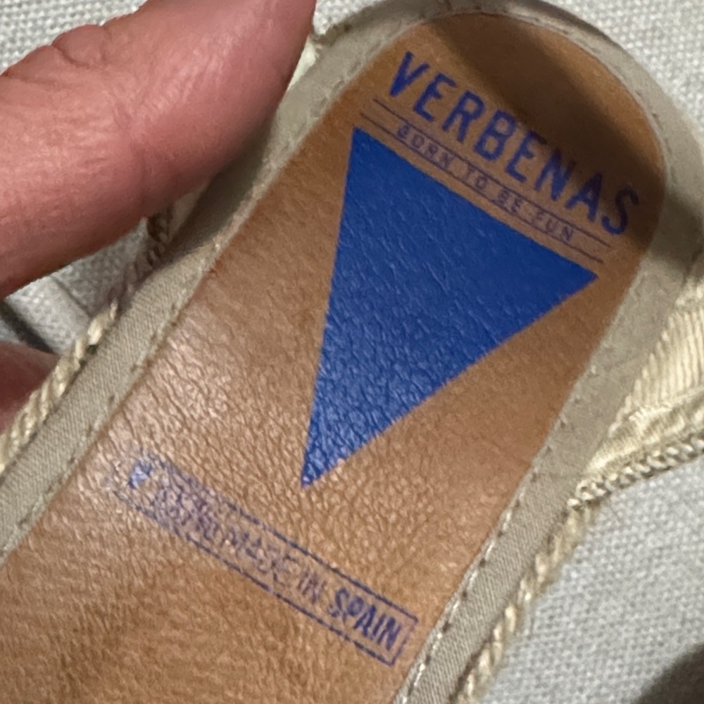 Verbenas Malena Leather Espadrille Wedge Sandal-Taupe-Sz 39-Ankle Strap-GUC - Picture 12 of 16